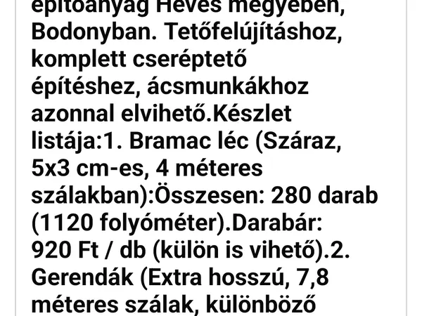 Bramak  léc ,és gerendák 