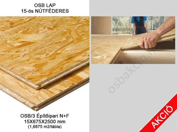 15-ös OSB lap NÚTFÉDERES 15X675X2500mm