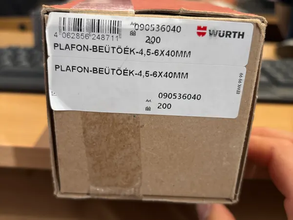 Würth 200db plafon-beütőék 4.5-6x40mm