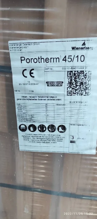 Porotherm béléstest 45/10