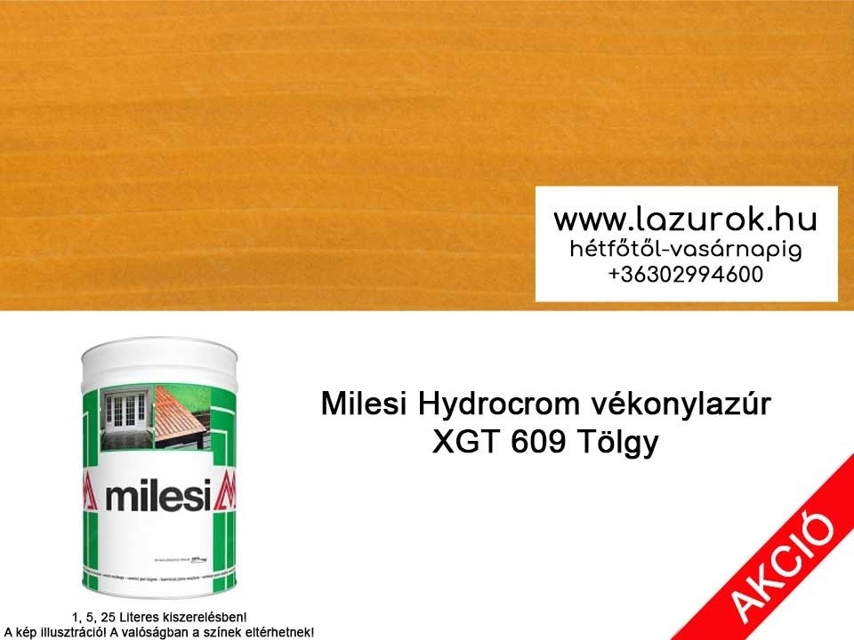 Milesi Hydrocrom XGT 609 tölgy színű viaszos vékonylazúr 5l