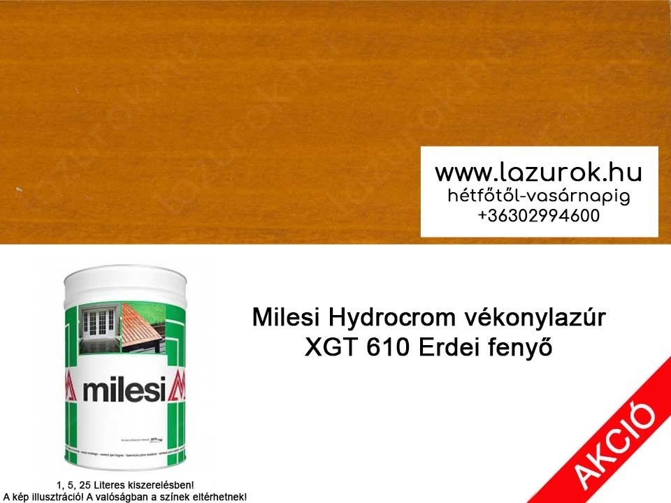 Milesi Hydrocrom XGT 610 erdei fenyő színű vékonylazúr 5l