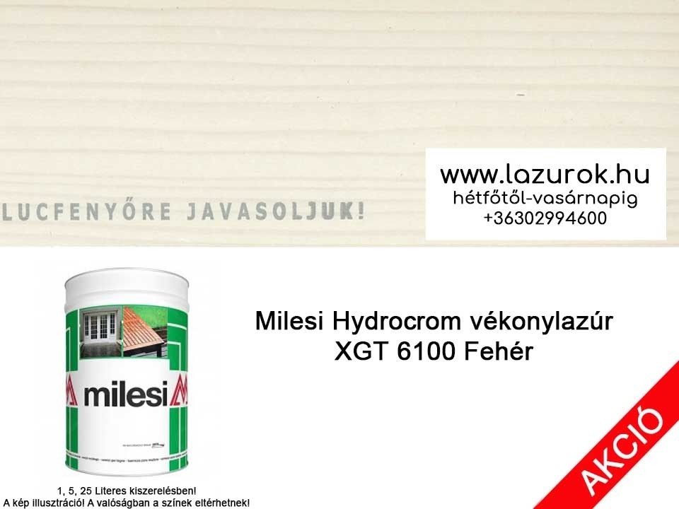 Milesi Hydrocrom XGT 6100 fehér színű viaszos vékonylazúr 5l