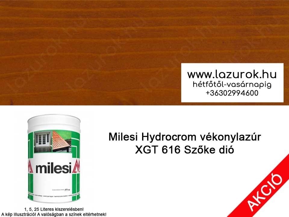 Milesi Hydrocrom XGT 616 szőke dió színű vékonylazúr 5l
