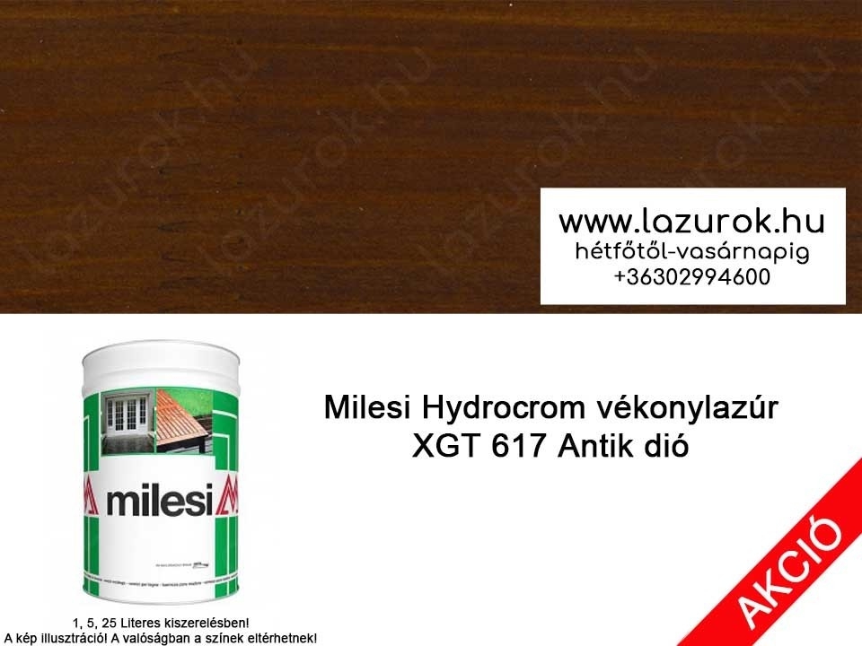 Milesi Hydrocrom XGT 617 antik dió színű vékonylazúr 5l