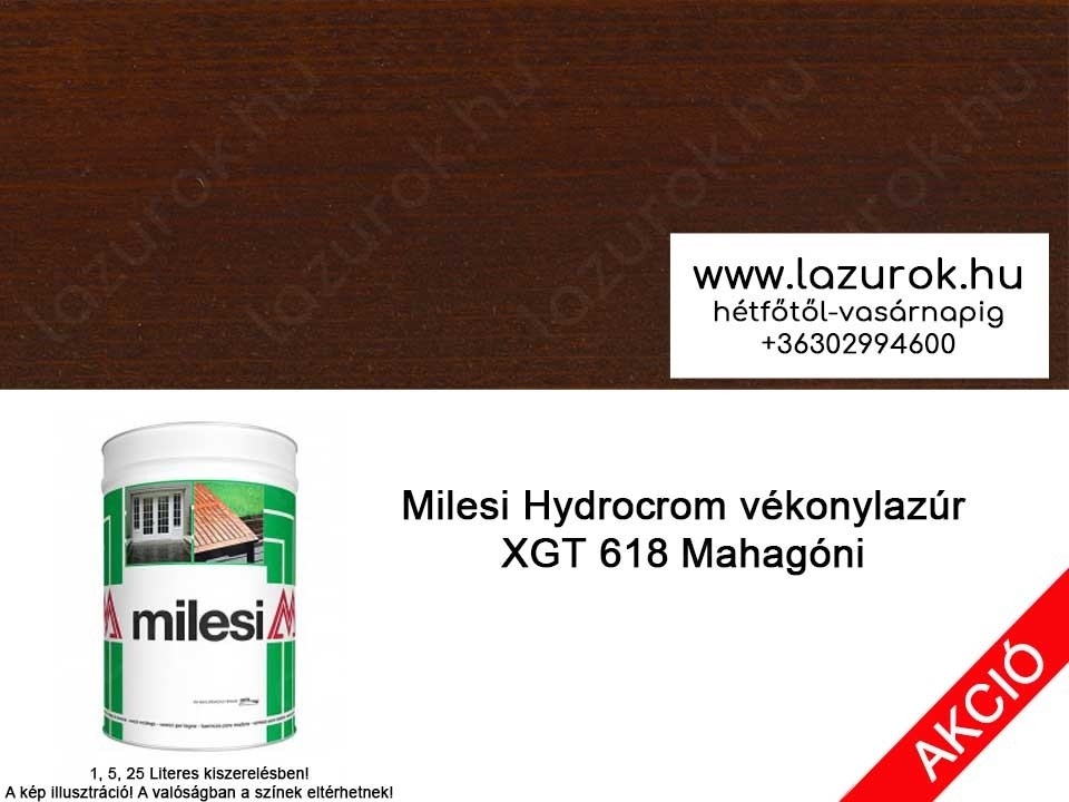 Milesi Hydrocrom XGT 618 mahagóni színű vékonylazúr 5l