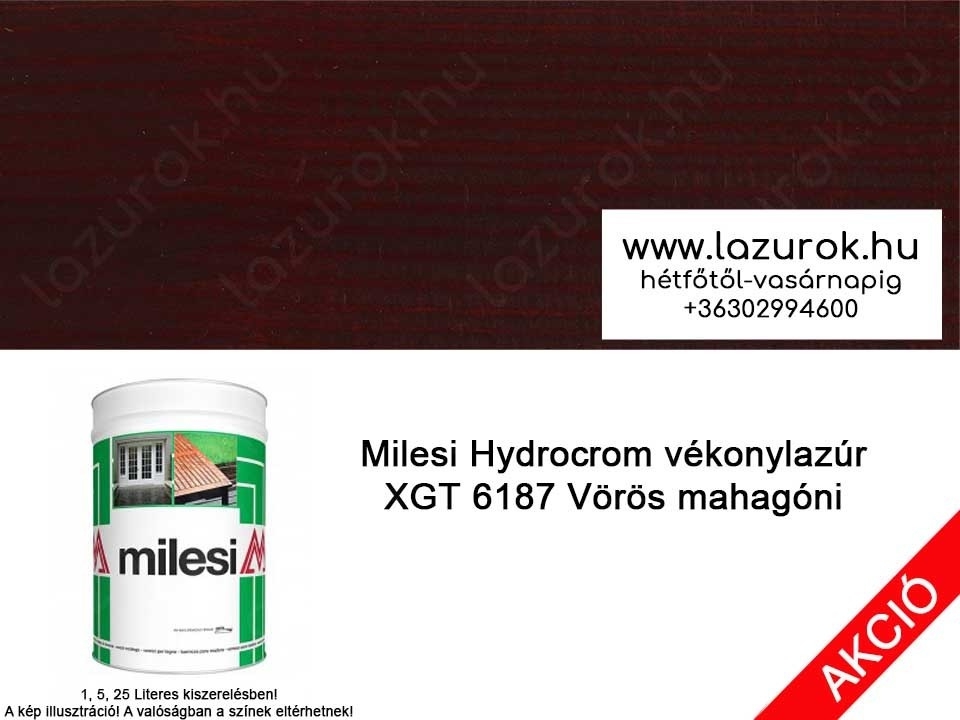 Milesi Hydrocrom XGT 6187 vörösmahagóni színű vékonylazúr 5l